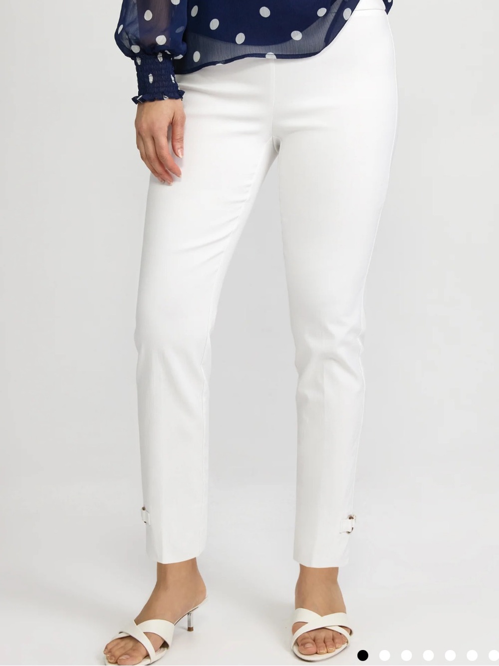 Laura Sofia Slim-Leg Pants White